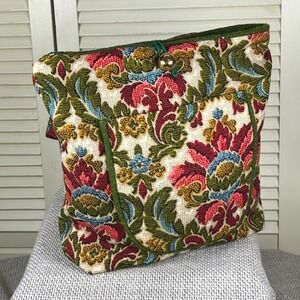 Vintage Handmade Bicycle Handlebar Bag Multicolor Floral Paisley Tapestry Carpet